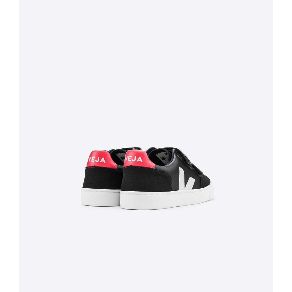 Veja V-12 LEATHER Joggesko Barn Black/White | NO 870QMA